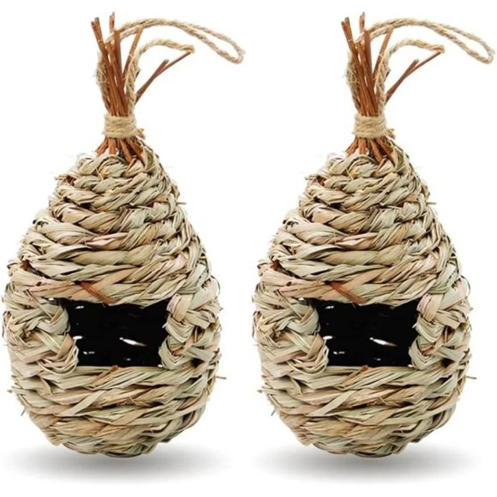 Hummingbird House for Outside, Grass Hanging Wren Finch Song Birds House